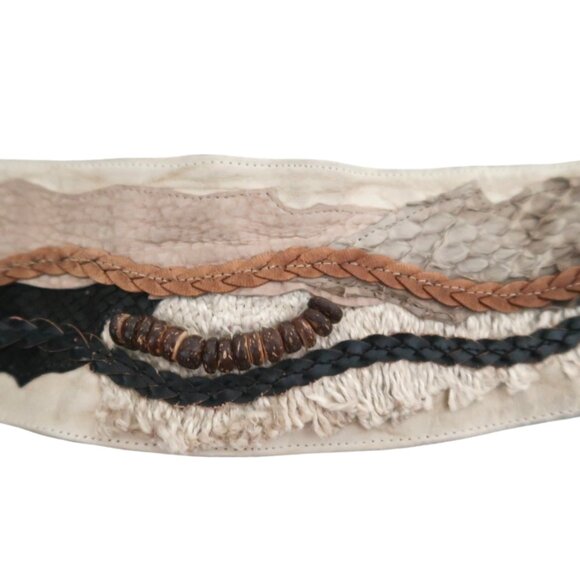 vtg CARLO FIORI Italy Applique leather Sash belt main image 5